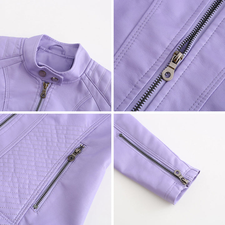 W&W Mode | Lederjacke für Damen - Modische Jacke mit Reißverschluss