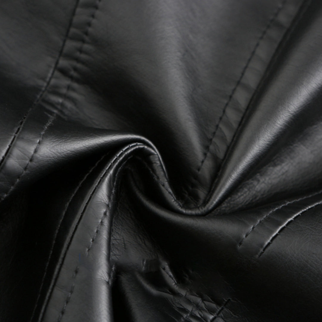 WW | Elegante Lederjacke mit Rundkragen und Knopfverschluss für Damen