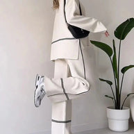 WW | Ord Set Zweiteiler aus Oversize Damenpullover und Hose mit weitem Bein