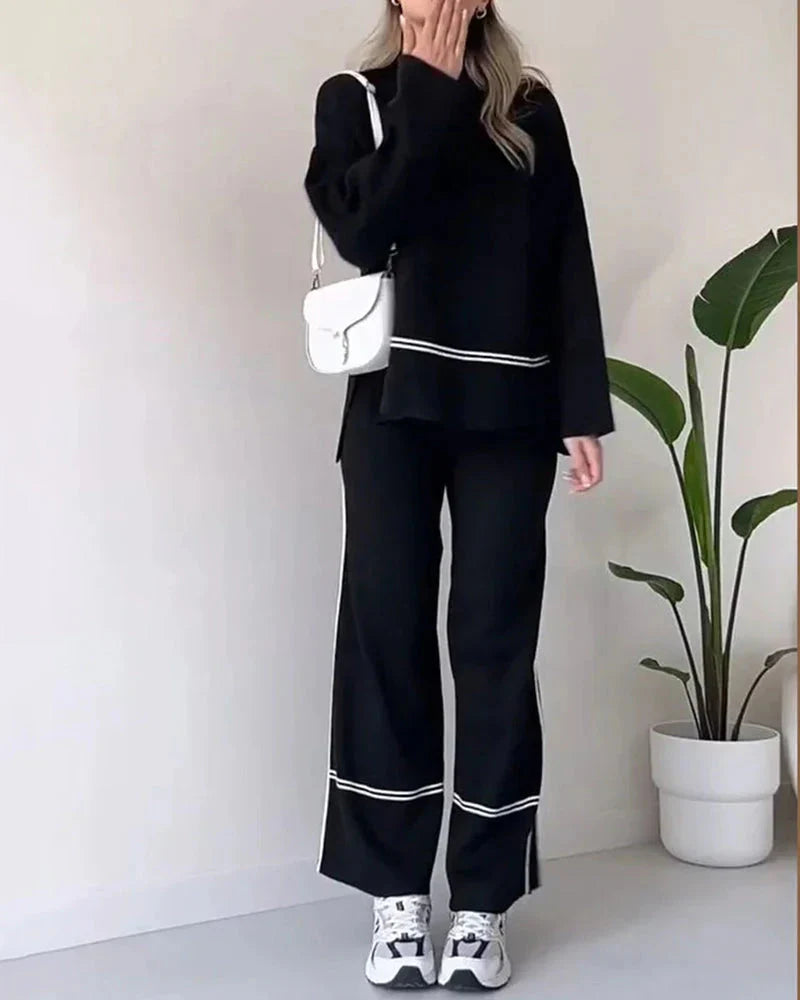 WW | Ord Set Zweiteiler aus Oversize Damenpullover und Hose mit weitem Bein
