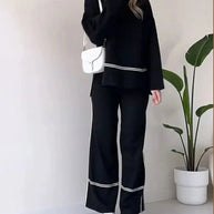 WW | Ord Set Zweiteiler aus Oversize Damenpullover und Hose mit weitem Bein