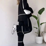 WW | Ord Set Zweiteiler aus Oversize Damenpullover und Hose mit weitem Bein
