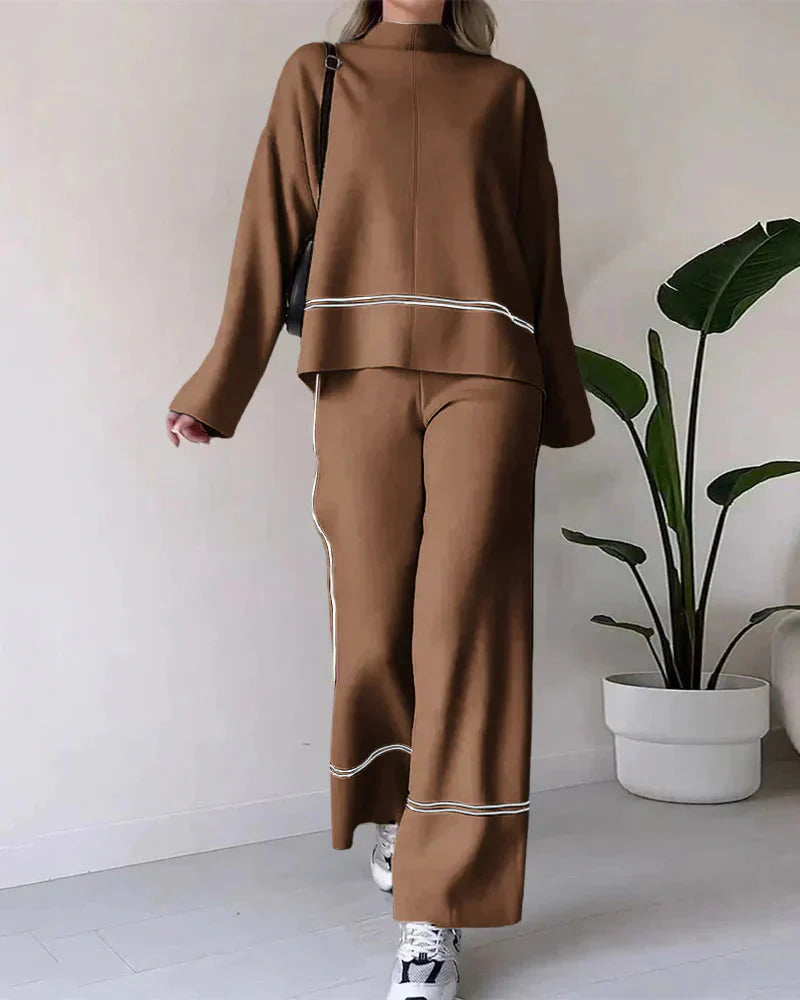 WW | Ord Set Zweiteiler aus Oversize Damenpullover und Hose mit weitem Bein