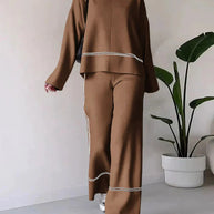 WW | Ord Set Zweiteiler aus Oversize Damenpullover und Hose mit weitem Bein