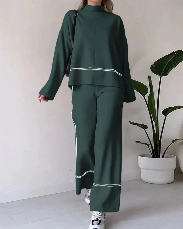W&W Mode | Ord Set Zweiteiler aus Oversize Damenpullover und Hose mit weitem Bein