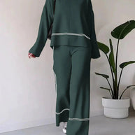 WW | Ord Set Zweiteiler aus Oversize Damenpullover und Hose mit weitem Bein