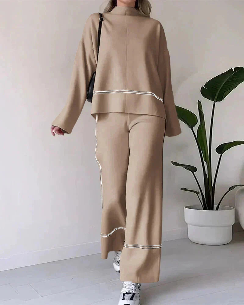 W&W Mode | Ord Set Zweiteiler aus Oversize Damenpullover und Hose mit weitem Bein