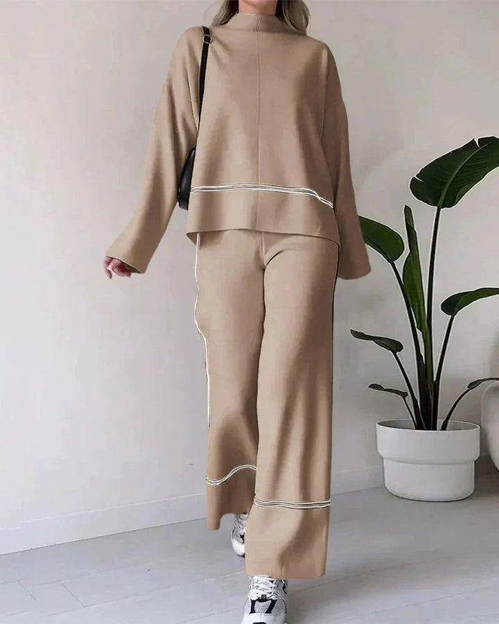 W&W Mode | Ord Set Zweiteiler aus Oversize Damenpullover und Hose mit weitem Bein