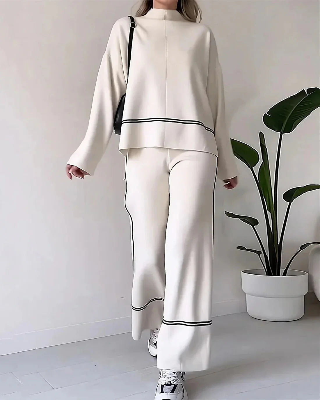 WW | Ord Set Zweiteiler aus Oversize Damenpullover und Hose mit weitem Bein