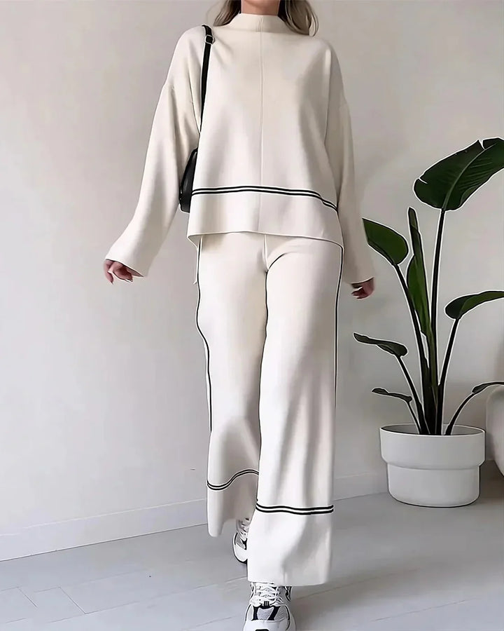 W&W Mode | Ord Set Zweiteiler aus Oversize Damenpullover und Hose mit weitem Bein