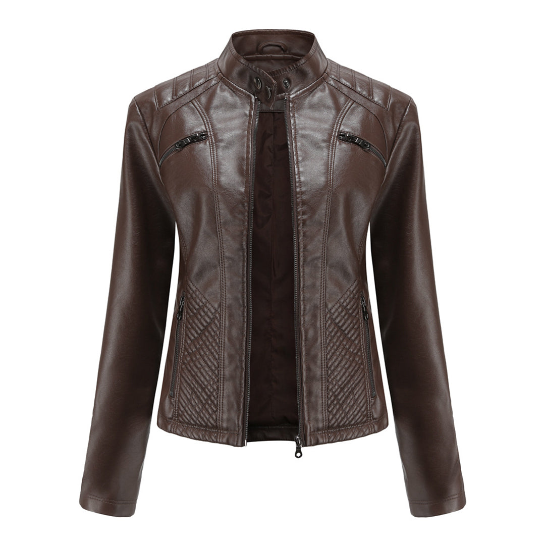 W&W Mode | Lederjacke für Damen - Modische Jacke mit Reißverschluss