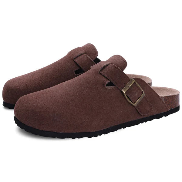 WW | Damenclogs - Braun - Qualitätsleder - Verstellbare Schnallen