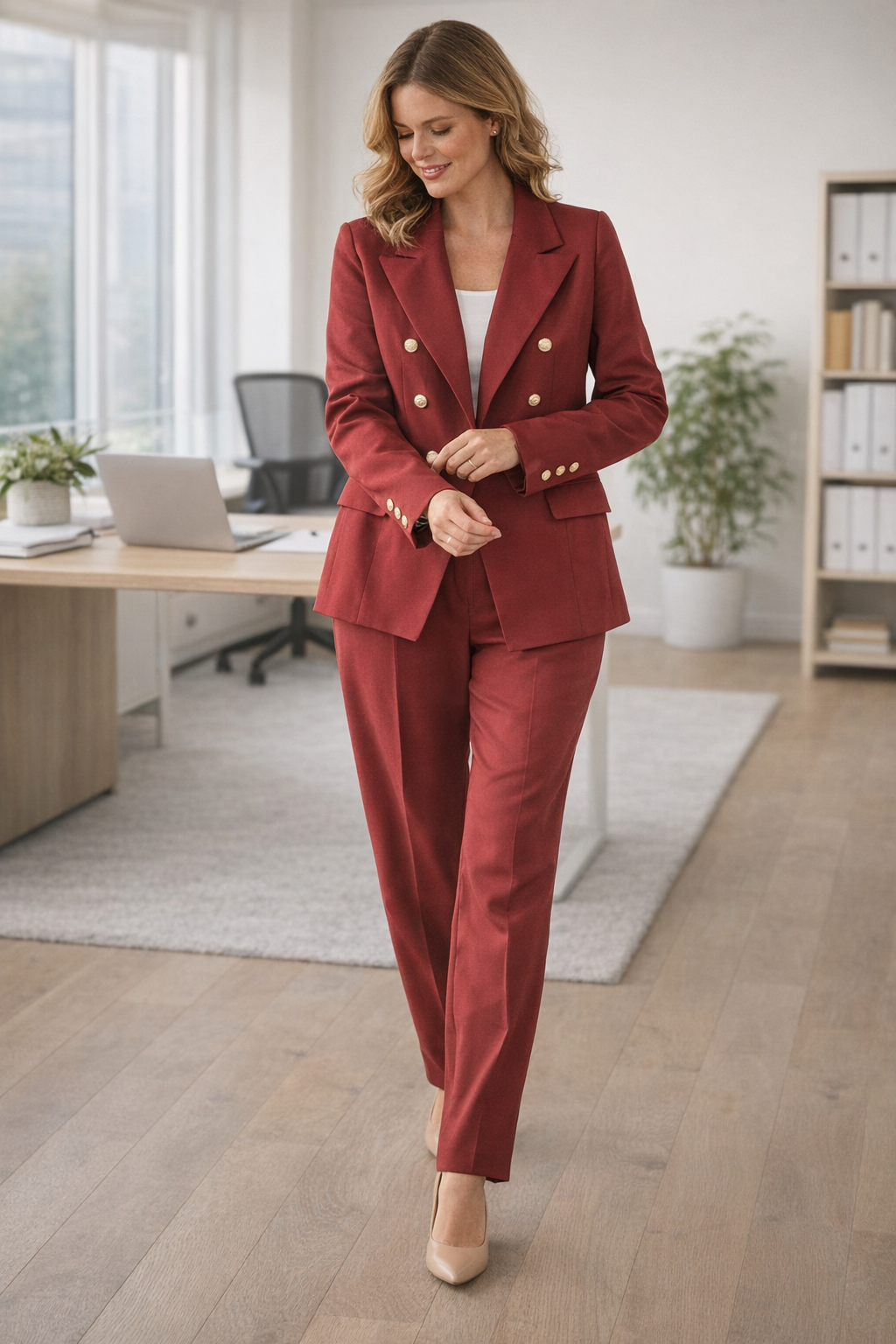 W&W Mode Damen Anzug Set Blazer Hose Zweiteiler elegant