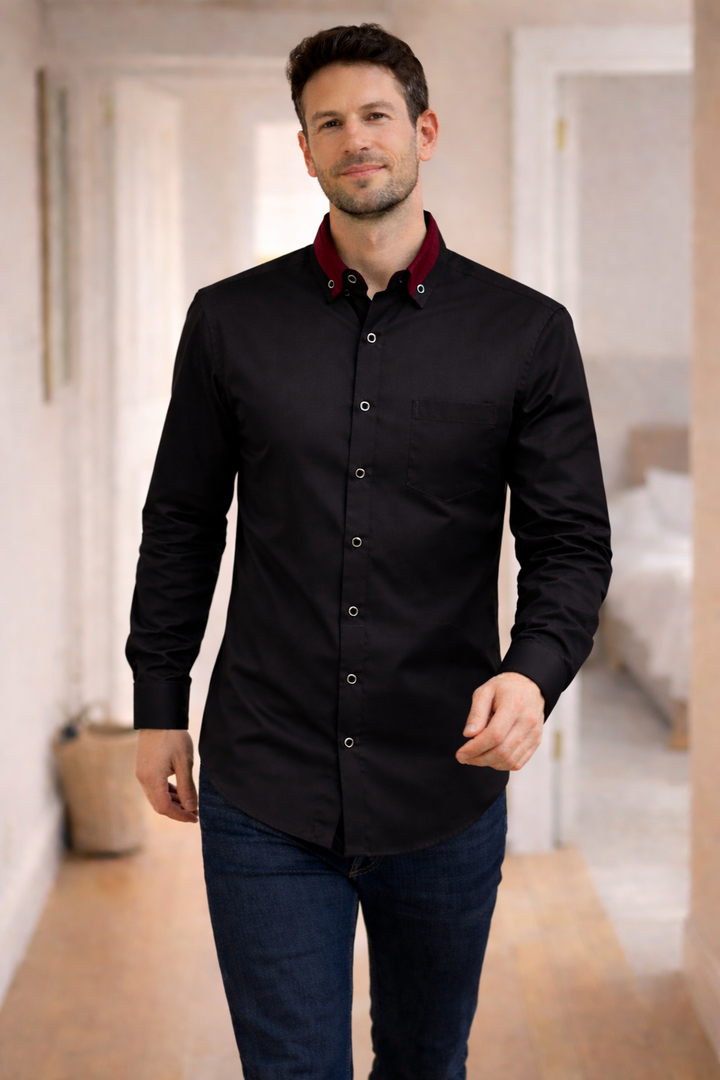 W&W Mode Herren Hemd langarm casual Knopfleiste