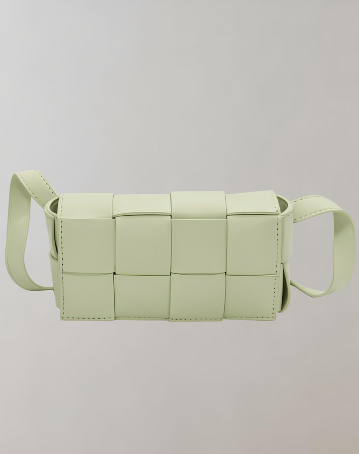 W&W Mode - Geblockte Umhängetasche Vegan Leder Damen | Geflochtene Tasche Frauen