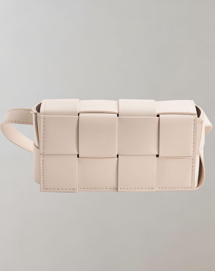 W&W Mode - Geblockte Umhängetasche Vegan Leder Damen | Geflochtene Tasche Frauen