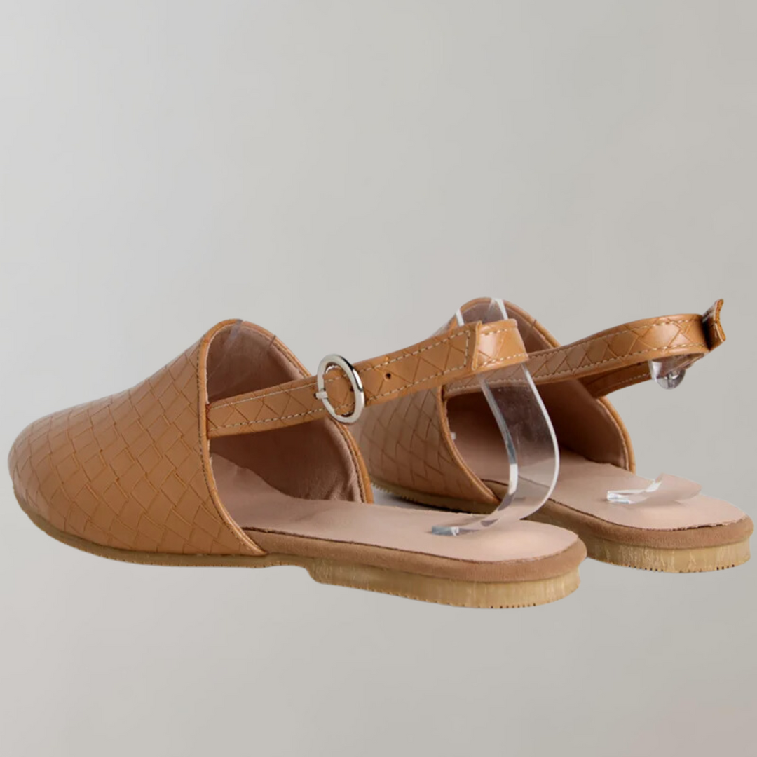 W&W Mode - Flache Sandale mit niedrigem Absatz | Loafer-Sandale mit Riemen an der Rückseite