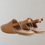 WW - Flache Sandale mit niedrigem Absatz | Loafer-Sandale mit Riemen an der Rückseite