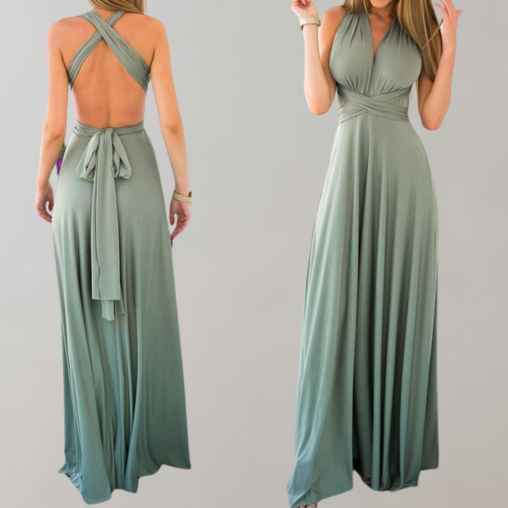 WW - Neckholder-Kleid für Damen | Maxikleid mit überkreuztem Rücken
