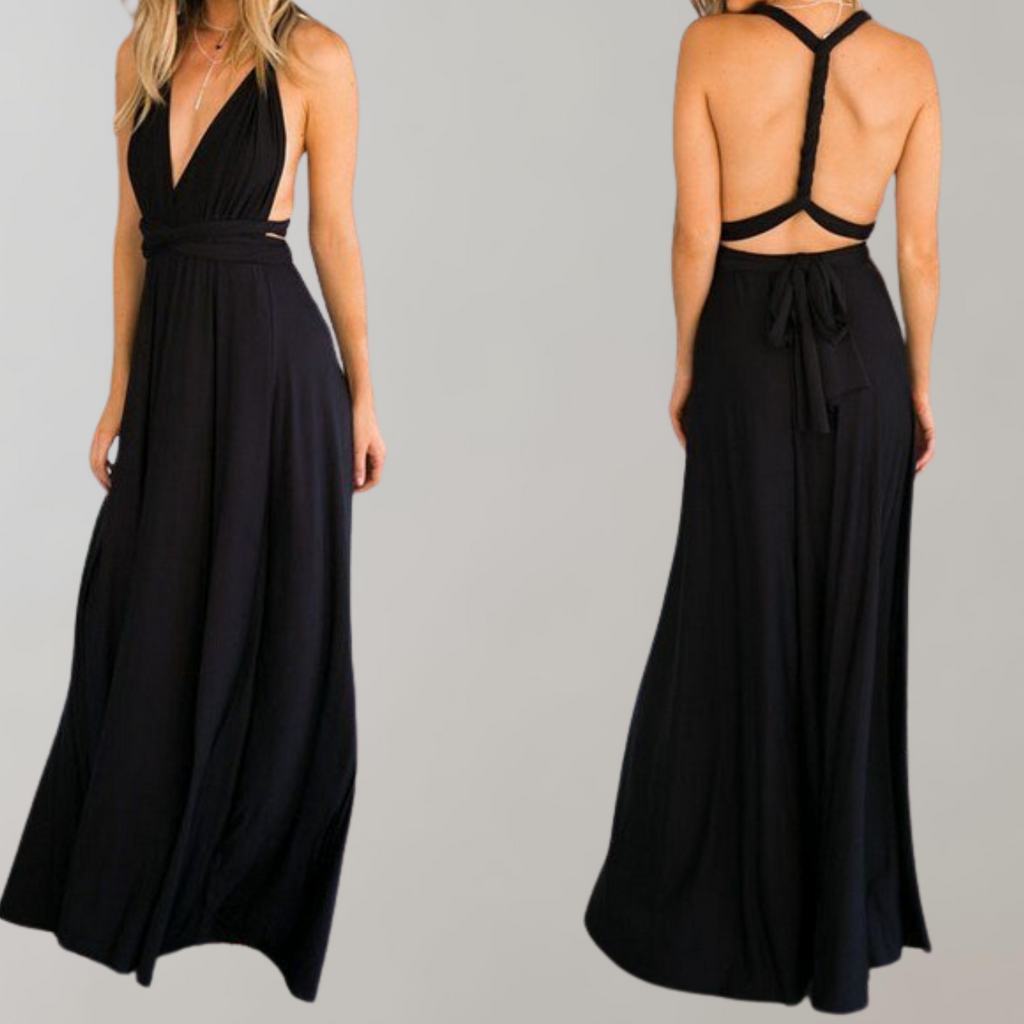 WW - Neckholder-Kleid für Damen | Maxikleid mit überkreuztem Rücken