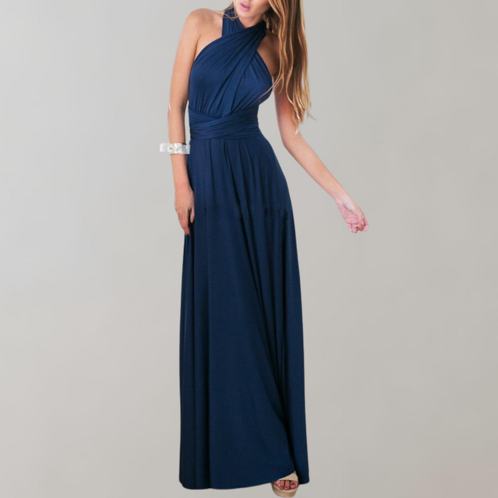 WW - Neckholder-Kleid für Damen | Maxikleid mit überkreuztem Rücken