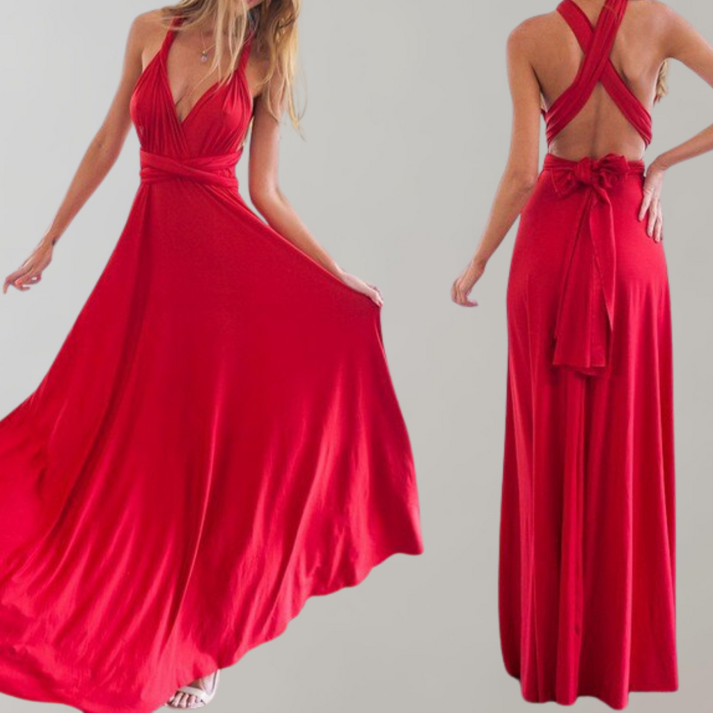 WW - Neckholder-Kleid für Damen | Maxikleid mit überkreuztem Rücken