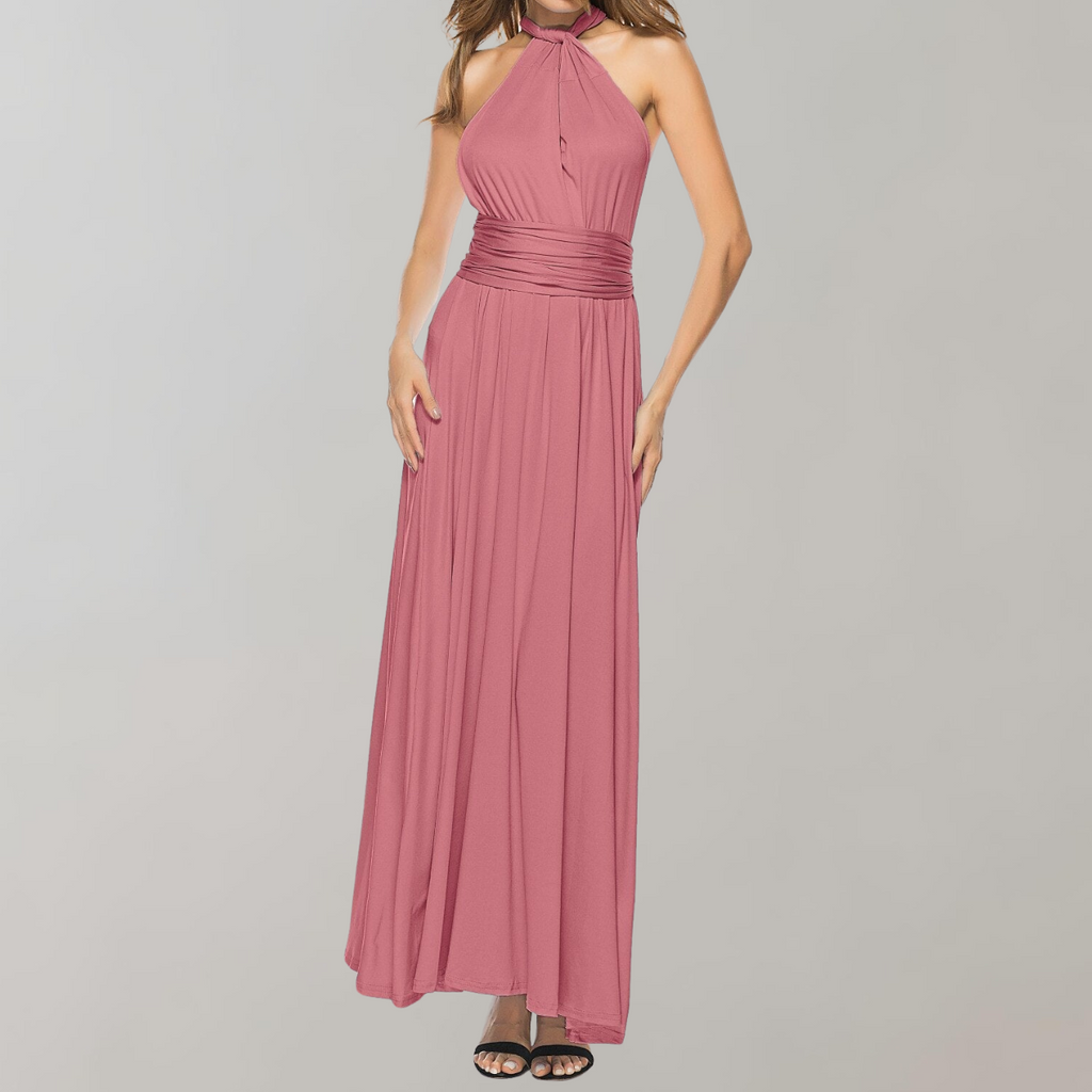 WW - Neckholder-Kleid für Damen | Maxikleid mit überkreuztem Rücken
