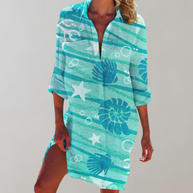 WW - Gemustertes Hemdblusenkleid | Buntes Midikleid Sommer