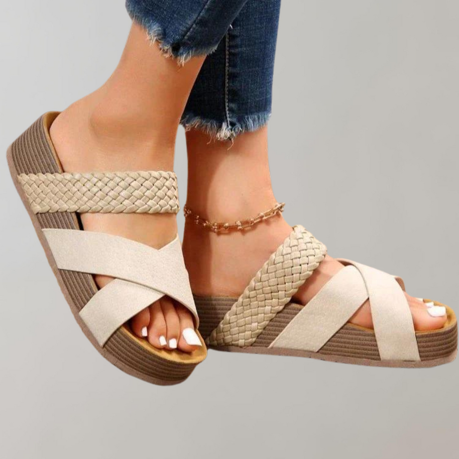 WW - Orthopädische Plateau Sandalen Damen Bequem | Sommerschuhe Damen mit 3 Riemen für mehr Komfort