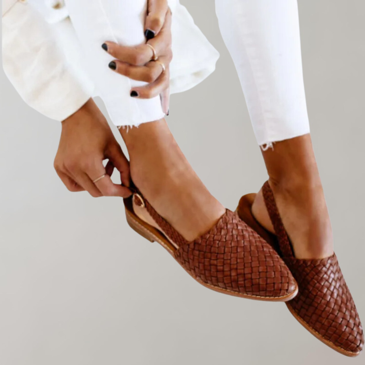 WW - Flache Sandale mit niedrigem Absatz | Loafer-Sandale mit Riemen an der Rückseite