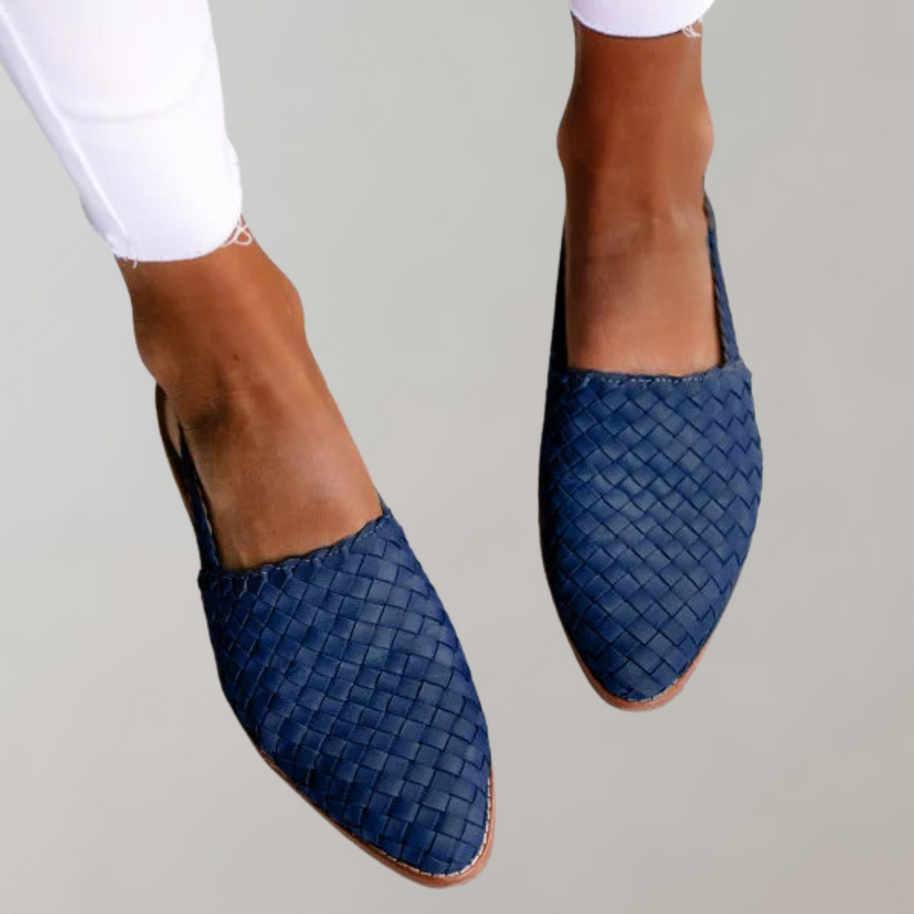 WW - Flache Sandale mit niedrigem Absatz | Loafer-Sandale mit Riemen an der Rückseite