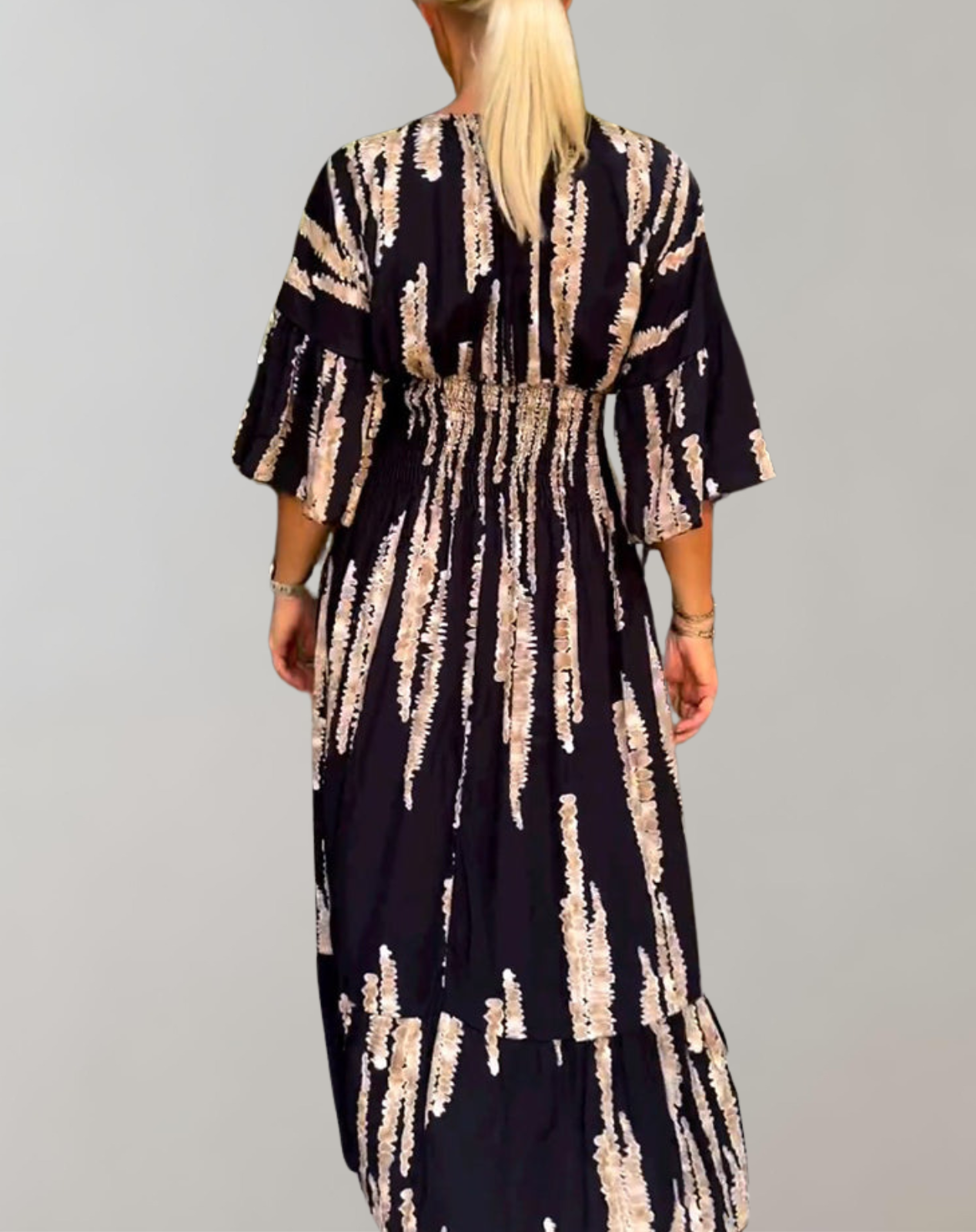 WW - Bedrucktes Maxikleid | Abendkleid für Damen | fließendes Maxikleid mit V-Ausschnitt