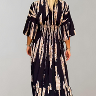 WW - Bedrucktes Maxikleid | Abendkleid für Damen | fließendes Maxikleid mit V-Ausschnitt