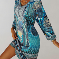 WW - böhmisches Tunika-Kleid für Damen | Mix aus Drucken und Mustern Casual Dress