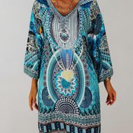WW - böhmisches Tunika-Kleid für Damen | Mix aus Drucken und Mustern Casual Dress
