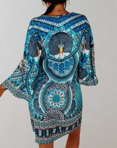 WW - böhmisches Tunika-Kleid für Damen | Mix aus Drucken und Mustern Casual Dress