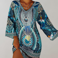 WW - böhmisches Tunika-Kleid für Damen | Mix aus Drucken und Mustern Casual Dress