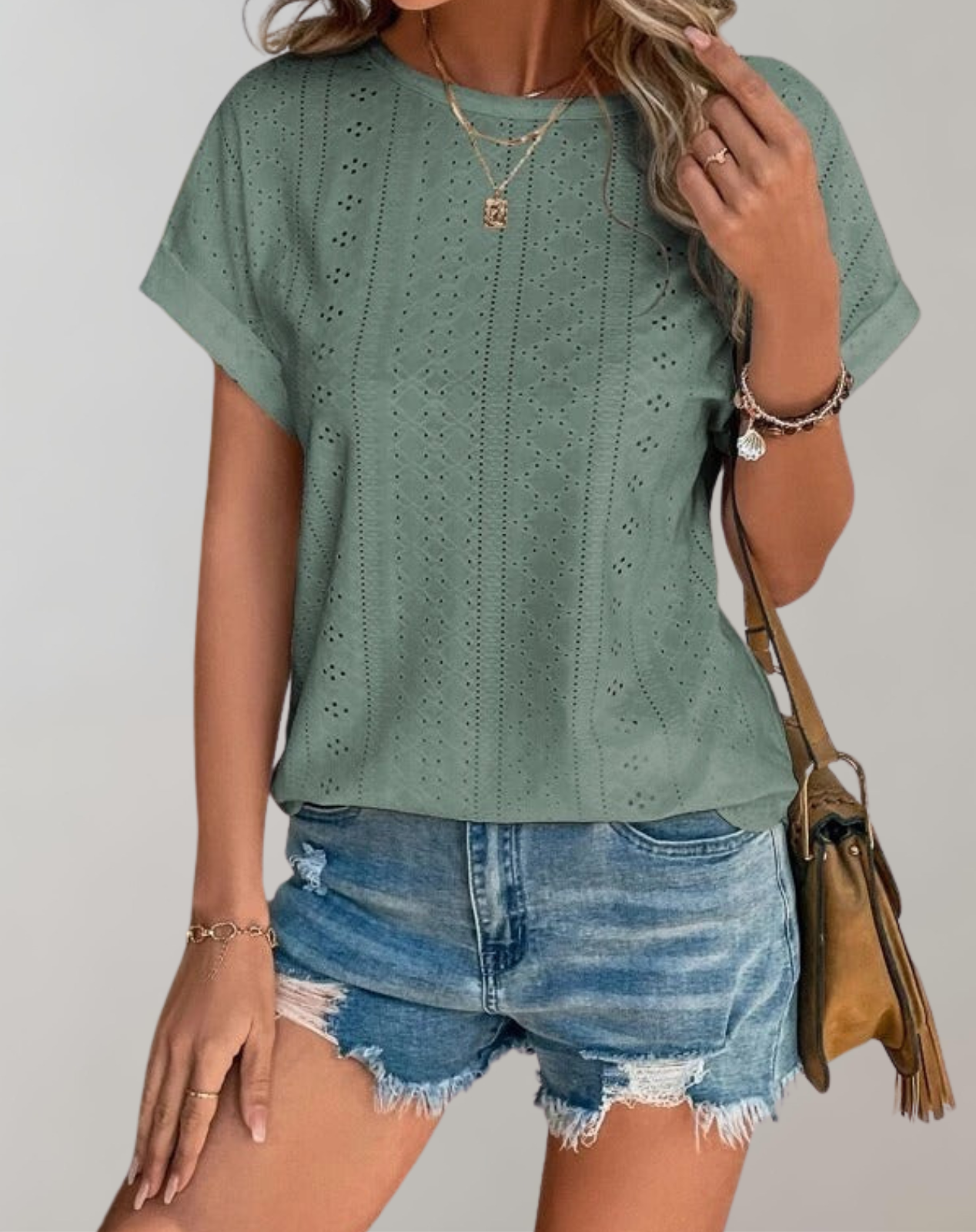 WW - Lässige Sommerbluse mit Ösenstickerei | Elegantes Top mit Ösenstickerei
