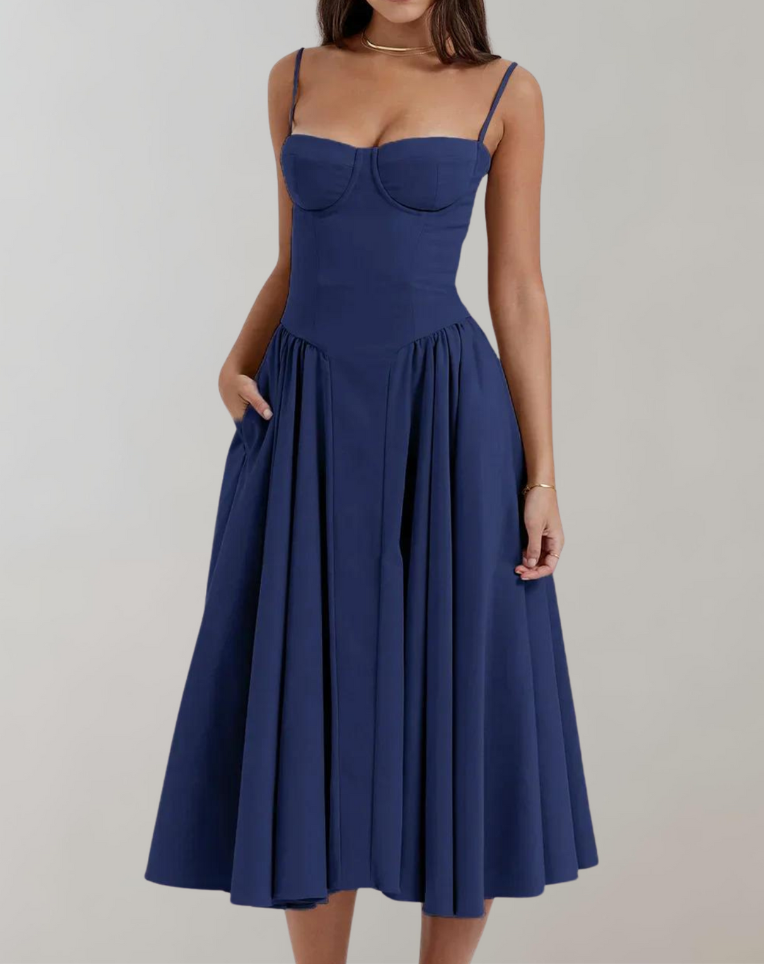 W&W Mode - Schick Cocktail Kleid | Zeitlos Abendkleid Mit tiefem Hals
