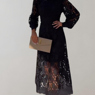 WW -Anspruchsvolles Midikleid aus weißer Spitze | Spitzenkleid im Vintage-Stil