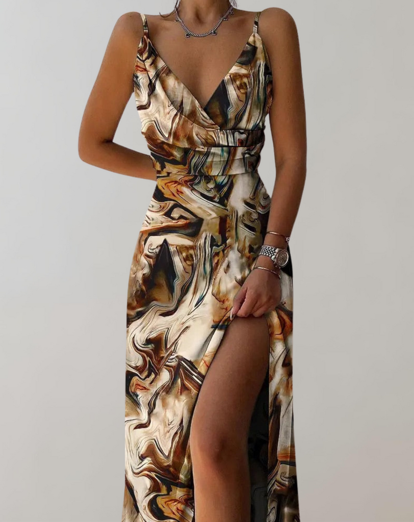 WW - Zeitlos Abendkleid | Druck Midikleid | Cocktailkleid für Damen