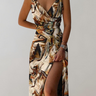 WW - Zeitlos Abendkleid | Druck Midikleid | Cocktailkleid für Damen