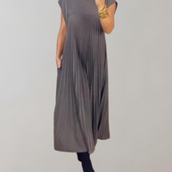 WW - Schickes langes Kleid | ärmelloses Plisseekleid für Damen