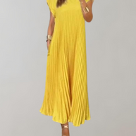 WW - Schickes langes Kleid | ärmelloses Plisseekleid für Damen