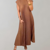 WW - Schickes langes Kleid | ärmelloses Plisseekleid für Damen
