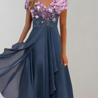 WW - Kleid mit leuchtenden Blumen | Abendkleid für Damen | Glänzendes Topkleid