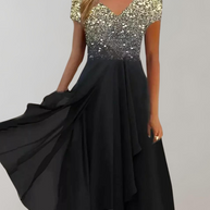 WW - Kleid mit leuchtenden Blumen | Abendkleid für Damen | Glänzendes Topkleid