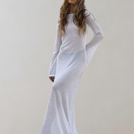 WW - Luxus Maxikleid Kleid mit langen Ärmeln Weiß | Vintage Sommerkleid | Zeitlos design