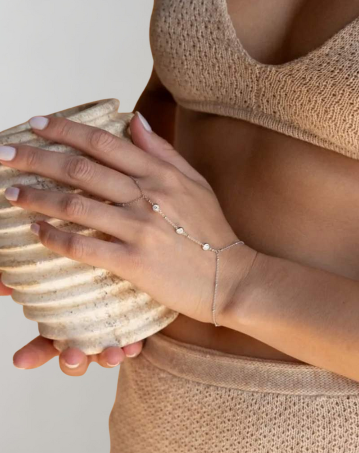 W&W Mode - Vergoldet Armband Damen mit Ring | Schmuck für Sommer
