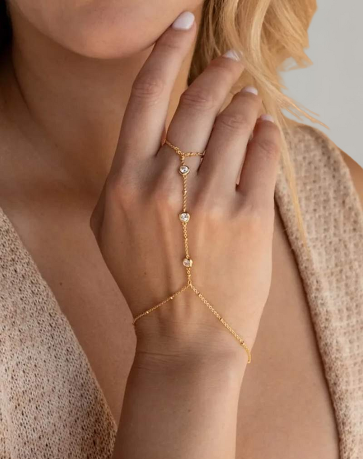 W&W Mode - Vergoldet Armband Damen mit Ring | Schmuck für Sommer